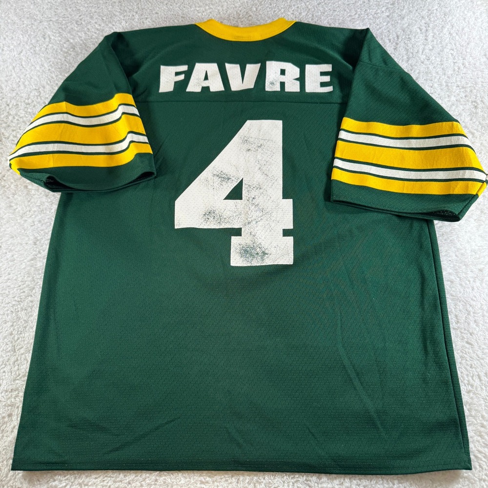 Logo 7 Green Bay Packers Jersey Mens L Green Good Brett Favre 4 Vintage Mesh